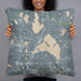 Person holding 22x22 Custom White Bear Lake Minnesota Map Throw Pillow in Afternoon