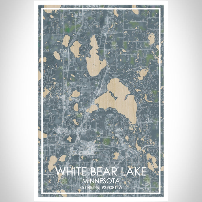 White Bear Lake Minnesota Map Print Portrait Orientation in Afternoon Style With Shaded Background