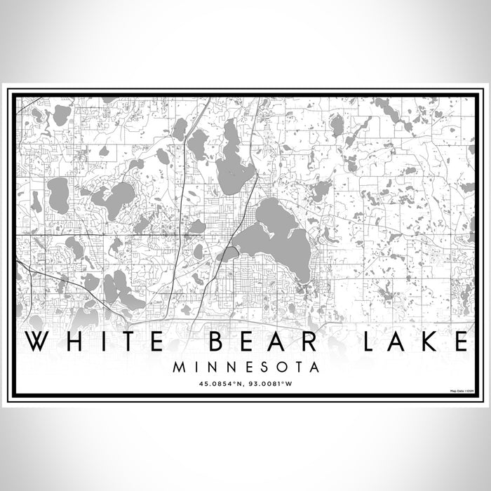 White Bear Lake Minnesota Map Print Landscape Orientation in Classic Style With Shaded Background