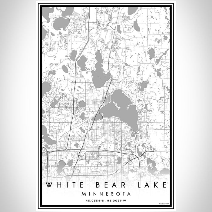 White Bear Lake Minnesota Map Print Portrait Orientation in Classic Style With Shaded Background