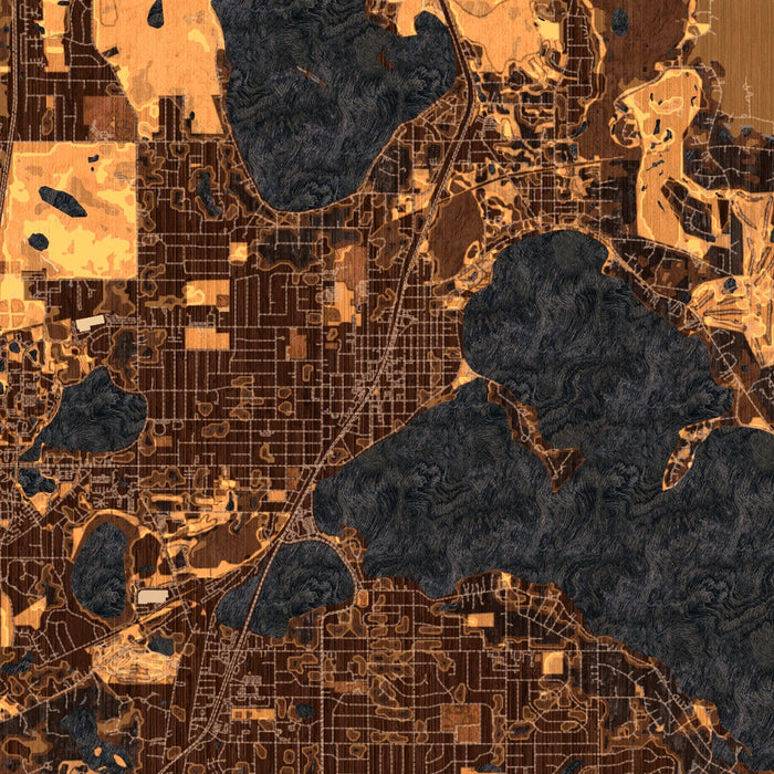 White Bear Lake Minnesota Map Print in Ember Style Zoomed In Close Up Showing Details