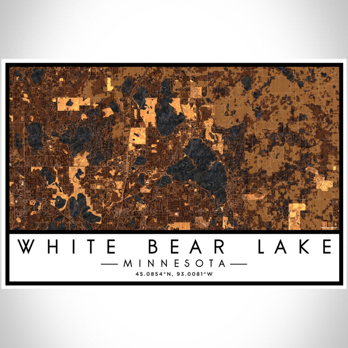 White Bear Lake Minnesota Map Print Landscape Orientation in Ember Style With Shaded Background
