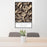 24x36 Whitefish Mountain Montana Map Print Portrait Orientation in Ember Style Behind 2 Chairs Table and Potted Plant