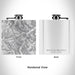 Rendered View of Whitefish Mountain Montana Map Engraving on 6oz Stainless Steel Flask in White