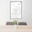 24x36 White Lake Hills Fort Worth Map Print Portrait Orientation in Classic Style Behind 2 Chairs Table and Potted Plant