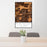 24x36 White Lake Hills Fort Worth Map Print Portrait Orientation in Ember Style Behind 2 Chairs Table and Potted Plant