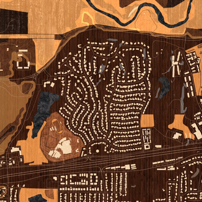 White Lake Hills Fort Worth Map Print in Ember Style Zoomed In Close Up Showing Details