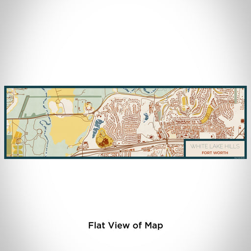 Flat View of Map Custom White Lake Hills Fort Worth Map Enamel Mug in Woodblock
