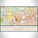 White Lake Hills Fort Worth Map Print Landscape Orientation in Woodblock Style With Shaded Background