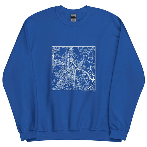 White Plains New York  Map Unisex Crewneck Sweater with City inscription in Royal Blue