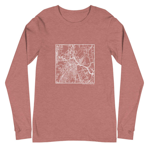 White Plains New York  Map Unisex Long-Sleeve T-shirt with City inscription in Heather Mauve