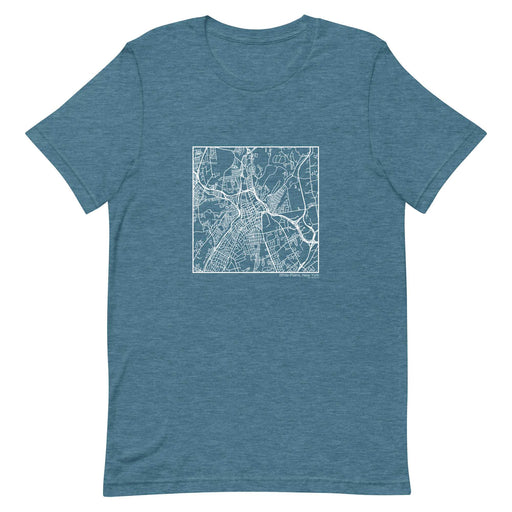 White Plains New York  Map Unisex T-Shirt with City inscription in Heather Teal