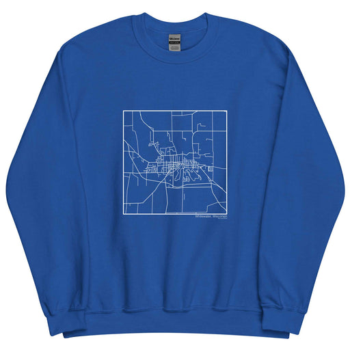 Whitewater Wisconsin  Map Unisex Crewneck Sweater with City inscription in Royal Blue