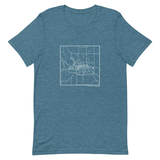 Whitewater Wisconsin  Map Unisex T-Shirt with City inscription in Heather Teal