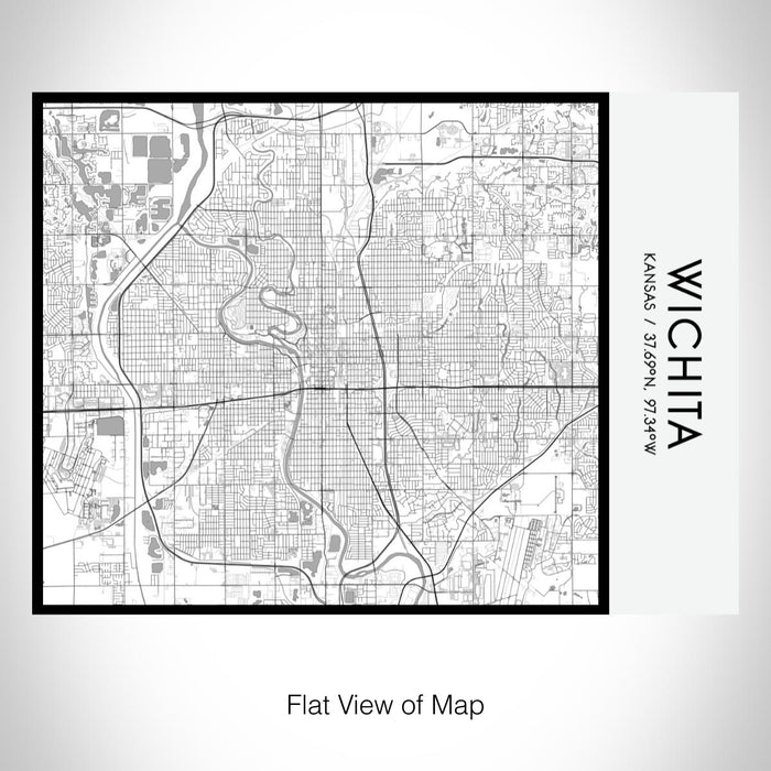 Rendered View of Wichita Kansas Map on 20oz Stainless Steel Insulated Bottle with Bamboo Top with printed classic style map