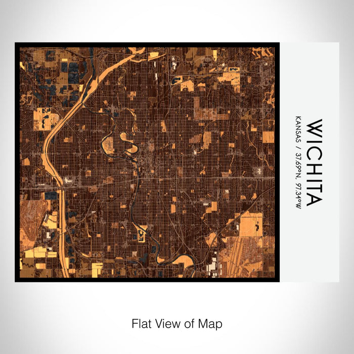 Rendered View of Wichita Kansas Map on 20oz Stainless Steel Insulated Bottle with Bamboo Top with printed ember style map