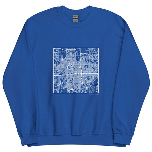 Wichita Kansas  Map Unisex Crewneck Sweater with City inscription in Royal Blue