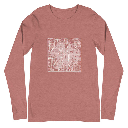 Wichita Kansas  Map Unisex Long-Sleeve T-shirt with City inscription in Heather Mauve
