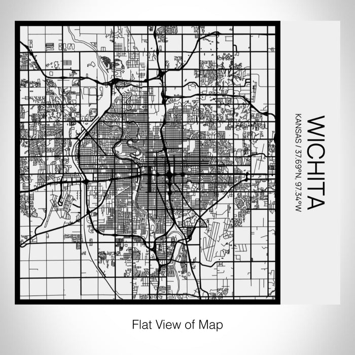 Rendered View of Wichita Kansas Map on 17oz Stainless Steel Insulated Tumbler in Matte White with Tactile Lines