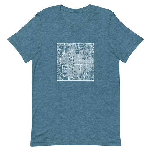 Wichita Kansas  Map Unisex T-Shirt with City inscription in Heather Teal