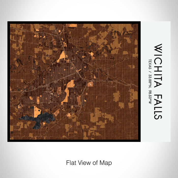 Rendered View of Wichita Falls Texas Map on 20oz Stainless Steel Insulated Bottle with Bamboo Top with printed ember style map