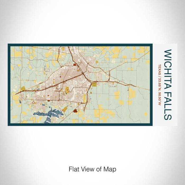 Rendered View of Wichita Falls Texas Map on 17oz Stainless Steel Insulated Bottle with printed woodblock style map