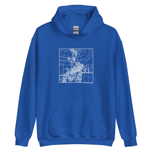 Wichita Falls Texas  Map Unisex Hoodie Sweater with City inscription in Royal Blue
