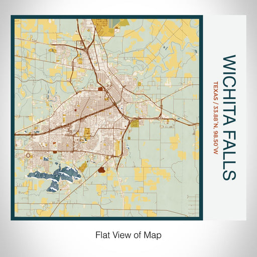 Rendered View of Wichita Falls Texas Map on 17oz Stainless Steel Insulated Tumbler in Woodblock Map Style