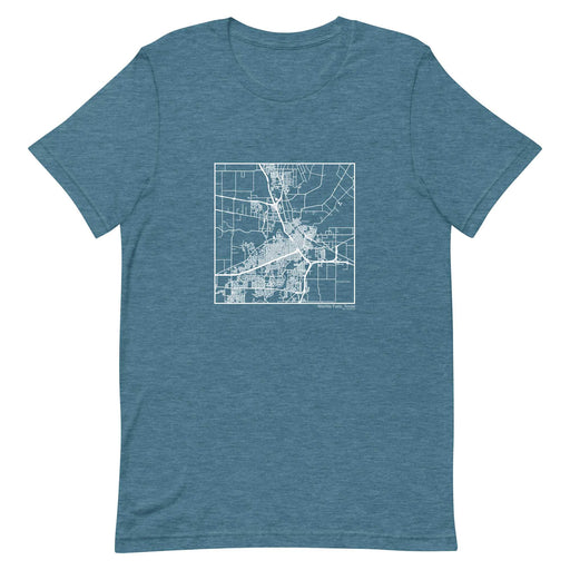 Wichita Falls Texas  Map Unisex T-Shirt with City inscription in Heather Teal