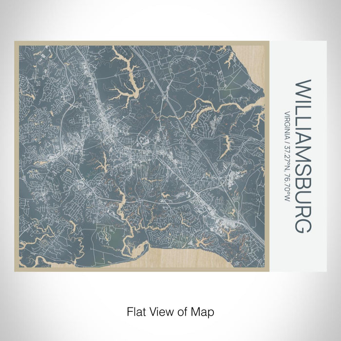 Rendered View of Williamsburg Virginia Map on 20oz Stainless Steel Insulated Bottle with Bamboo Top with printed afternoon style map