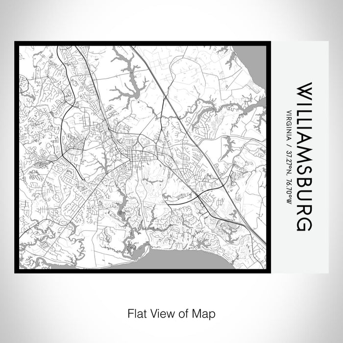 Rendered View of Williamsburg Virginia Map on 20oz Stainless Steel Insulated Bottle with Bamboo Top with printed classic style map