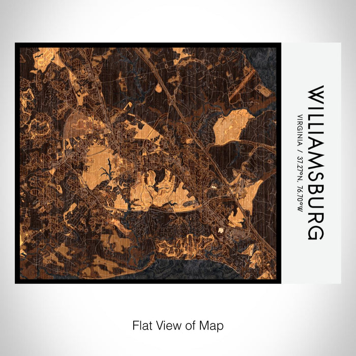 Rendered View of Williamsburg Virginia Map on 20oz Stainless Steel Insulated Bottle with Bamboo Top with printed ember style map