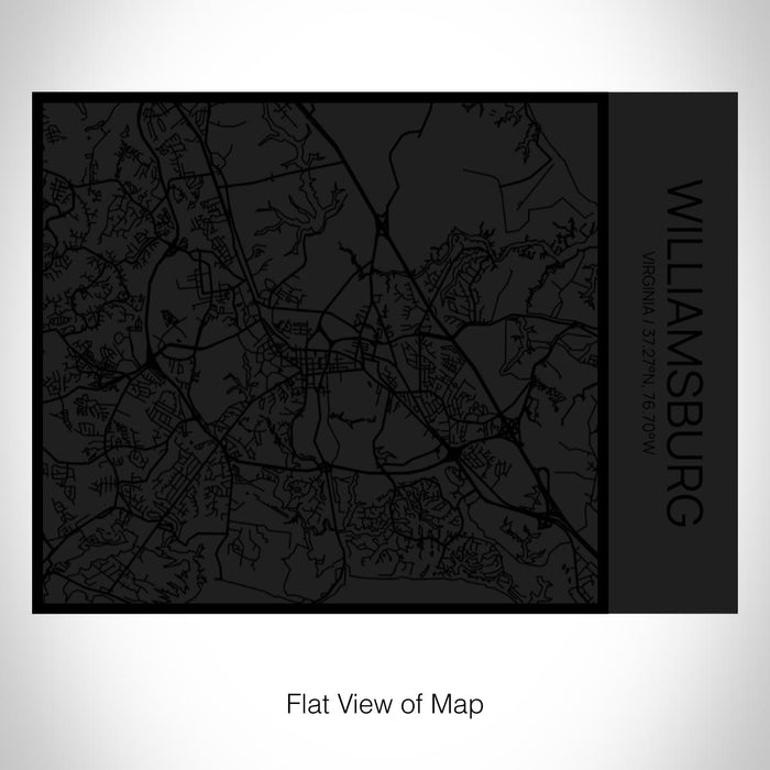 Rendered View of Williamsburg Virginia Map on 20oz Stainless Steel Insulated Bottle with Bamboo Top in Matte Black with printed Tactile Lines Map in Black