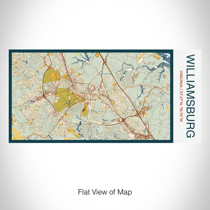 Rendered View of Williamsburg Virginia Map on 17oz Stainless Steel Insulated Bottle with printed woodblock style map