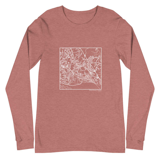 Williamsburg Virginia  Map Unisex Long-Sleeve T-shirt with City inscription in Heather Mauve