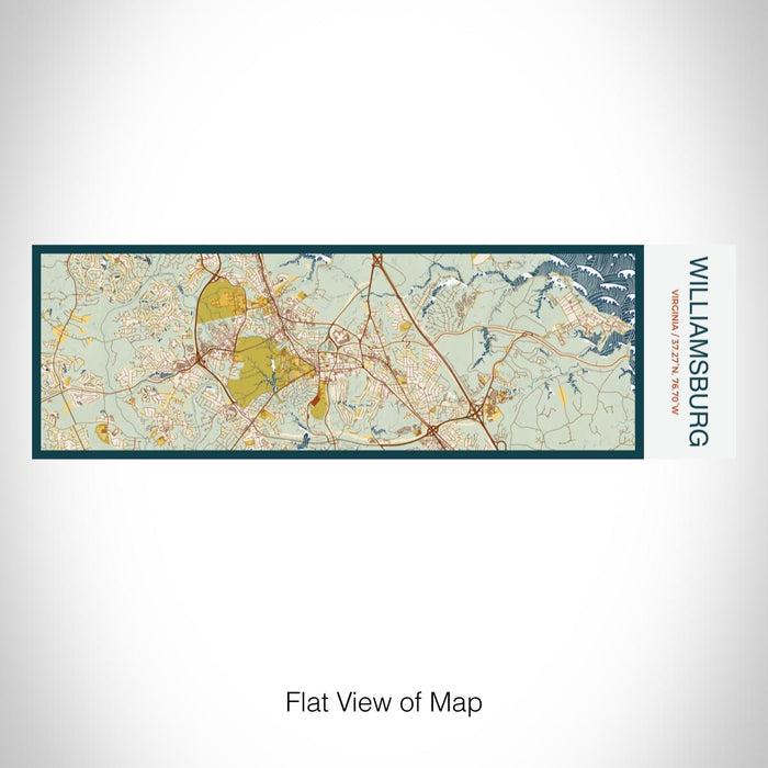Rendered View of Williamsburg Virginia Map on 10oz Stainless Steel Insulated Cup in Woodblock with Sliding Lid