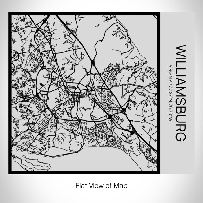 Rendered View of Williamsburg Virginia Map on 17oz Stainless Steel Insulated Tumbler in Tactile Lines with Succulent in Background