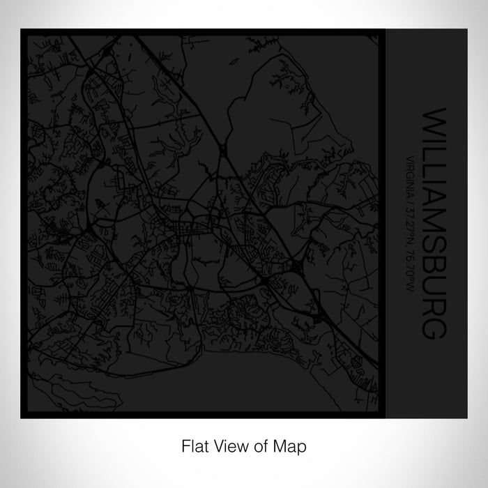 Rendered View of Williamsburg Virginia Map on 17oz Stainless Steel Insulated Tumbler in Matte Black with Tactile Lines