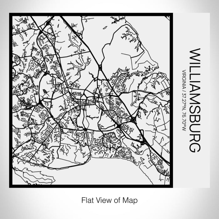 Rendered View of Williamsburg Virginia Map on 17oz Stainless Steel Insulated Tumbler in Matte White with Tactile Lines