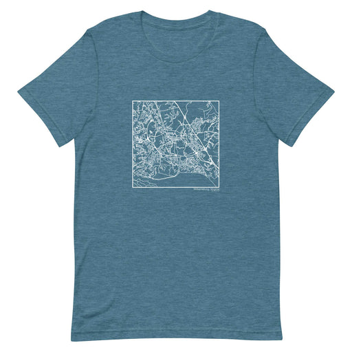 Williamsburg Virginia  Map Unisex T-Shirt with City inscription in Heather Teal