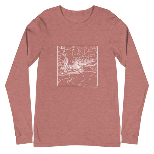 Williamsport Pennsylvania  Map Unisex Long-Sleeve T-shirt with City inscription in Heather Mauve