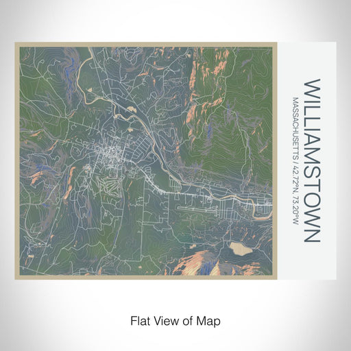 Rendered View of Williamstown Massachusetts Map on 20oz Stainless Steel Insulated Bottle with Bamboo Top with printed afternoon style map