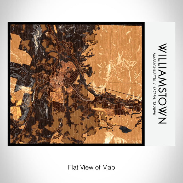 Rendered View of Williamstown Massachusetts Map on 20oz Stainless Steel Insulated Bottle with Bamboo Top with printed ember style map
