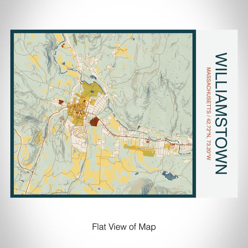 Rendered View of Williamstown Massachusetts Map on 20oz Stainless Steel Insulated Bottle with Bamboo Top with printed woodblock style map
