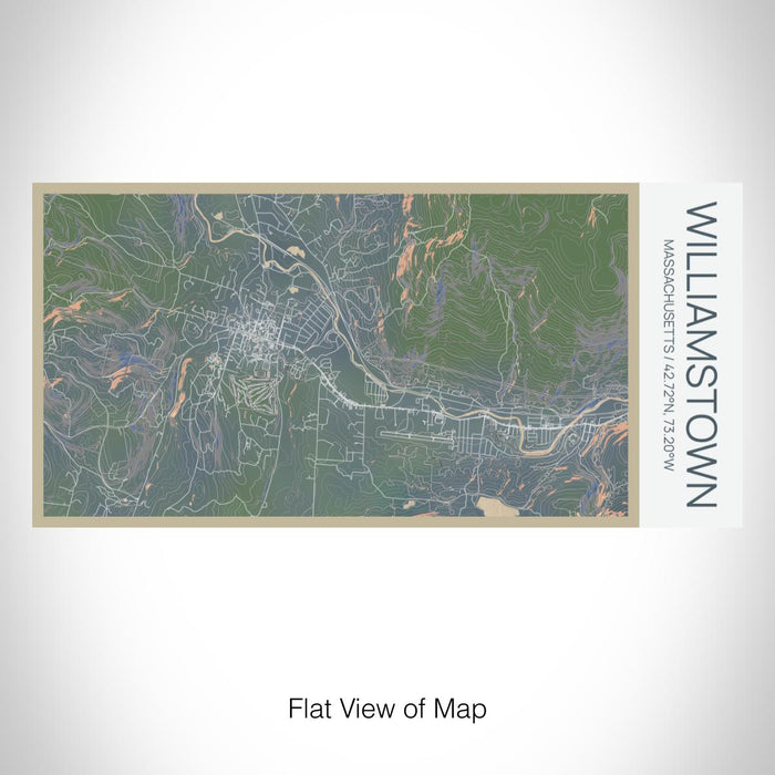 Rendered View of Williamstown Massachusetts Map on 17oz Stainless Steel Insulated Bottle with printed afternoon style map