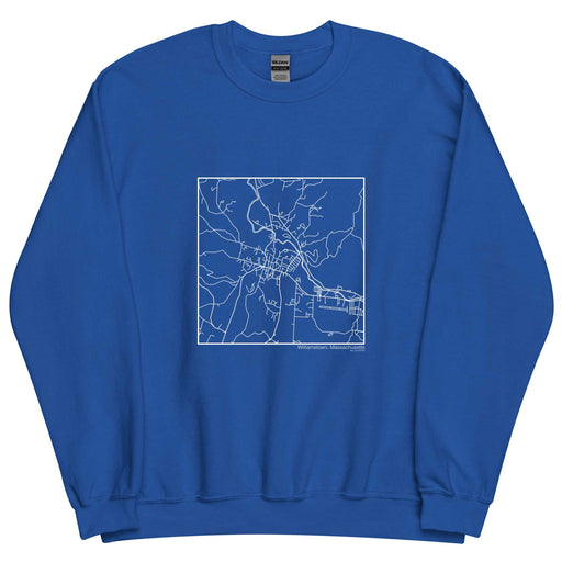 Williamstown Massachusetts  Map Unisex Crewneck Sweater with City inscription in Royal Blue