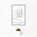 12x18 Williston North Dakota Map Print Portrait Orientation in Classic Style With Small Cactus Plant in White Planter