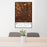 24x36 Williston North Dakota Map Print Portrait Orientation in Ember Style Behind 2 Chairs Table and Potted Plant