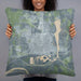 Person holding 22x22 Custom Williston North Dakota Map Throw Pillow in Afternoon