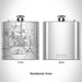 Rendered View of Williston North Dakota Map Engraving on 6oz Stainless Steel Flask